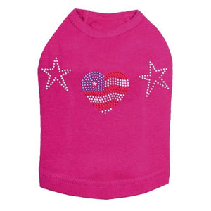 Patriotic Heart with Stars Dog Tank in Many Colors - Posh Puppy Boutique