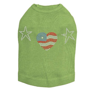 Patriotic Heart with Stars Dog Tank in Many Colors - Posh Puppy Boutique