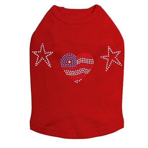 Patriotic Heart with Stars Dog Tank in Many Colors