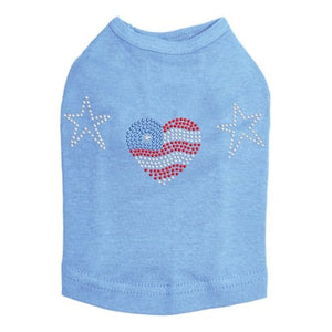 Patriotic Heart with Stars Dog Tank in Many Colors - Posh Puppy Boutique