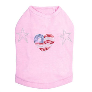 Patriotic Heart with Stars Dog Tank in Many Colors - Posh Puppy Boutique