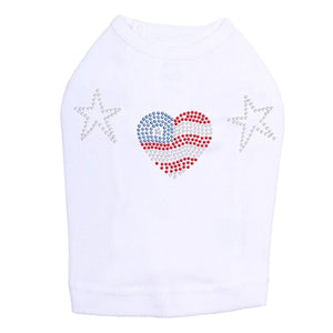 Patriotic Heart with Stars Dog Tank in Many Colors - Posh Puppy Boutique