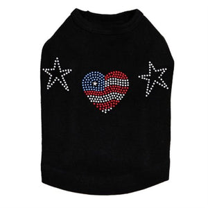 Patriotic Heart with Stars Dog Tank in Many Colors - Posh Puppy Boutique