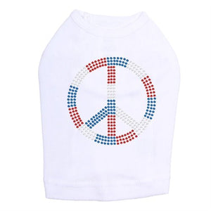 Peace Sign Red, White, & Blue Rhinestone Tank - Many Colors - Posh Puppy Boutique