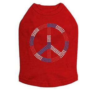 Peace Sign Red, White, & Blue Rhinestone Tank - Many Colors - Posh Puppy Boutique