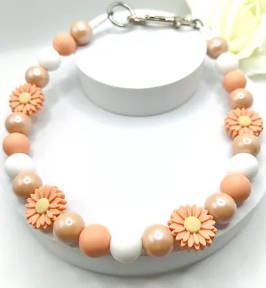 Peach Blooms Beaded Pet Collar