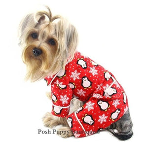 Penguins & Snowflake Flannel Pajama - Red - Posh Puppy Boutique