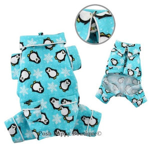 Penguins & Snowflake Flannel Pajama - Turquoise - Posh Puppy Boutique