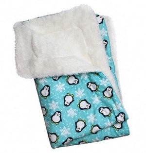 Penguins & Snowflakes Flannel - Ultra - Plush Blanket - Turquoise - Posh Puppy Boutique