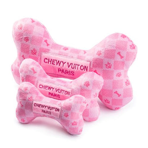 Pink Checker Chewy Vuiton Bone - Posh Puppy Boutique