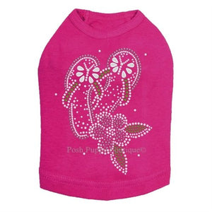 Pink Flip Flops with Flowers Rhinestones Tanks - Many Colors - Posh Puppy Boutique