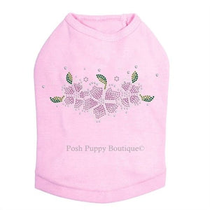 Pink Flowers Rhinestones Tanks - Many Colors - Posh Puppy Boutique