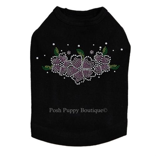 Pink Flowers Rhinestones Tanks- Many Colors