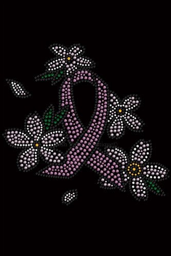 Pink Ribbon with Flowers Rhinestone Bandana- Many Colors