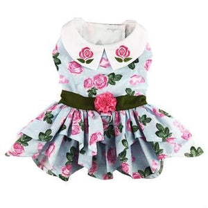 Pink Rose Harness Dress with Matching Leash - Posh Puppy Boutique