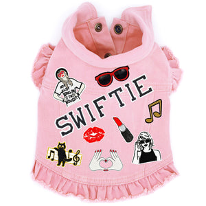 Swiftie Inspired #1 Denim Dog Jacket in Pink