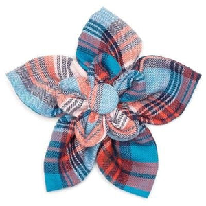 Plaid Flower Slider - Cornflower Blue And Red - Posh Puppy Boutique