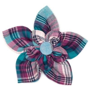 Plaid Flower Slider - Teal And Purple - Posh Puppy Boutique