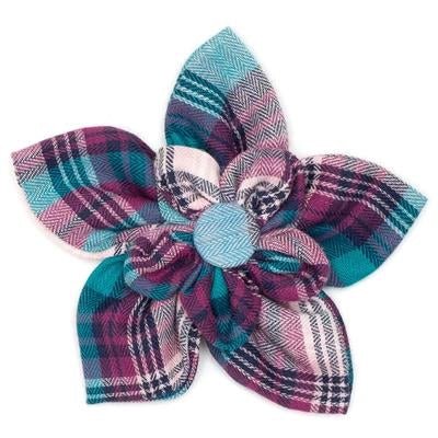 Plaid Flower Slider - Teal And Purple