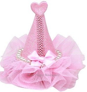 Pretty Party Hat Pearl - Wrapped Clip - on - Light Pink - Posh Puppy Boutique