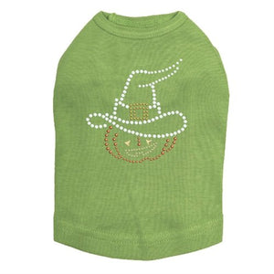 Pumpkin with Witch Hat Rhinestuds Tank Top - Many Colors - Posh Puppy Boutique