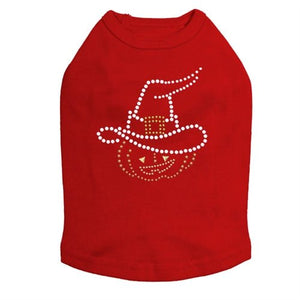 Pumpkin with Witch Hat Rhinestuds Tank Top - Many Colors - Posh Puppy Boutique