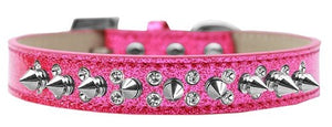 Punk Rock Ice Cream Collar Double Crystal and Silver Spikes in Many Colors - Posh Puppy Boutique