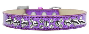 Punk Rock Ice Cream Collar Double Crystal and Silver Spikes in Many Colors - Posh Puppy Boutique