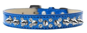 Punk Rock Ice Cream Collar Double Crystal and Silver Spikes in Many Colors - Posh Puppy Boutique