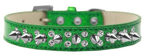 Punk Rock Ice Cream Collar Double Crystal and Silver Spikes in Many Colors - Posh Puppy Boutique