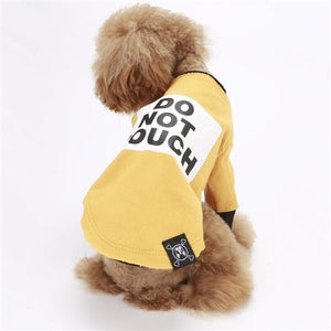 PuppyAngel Do Not Touch Rough Cut Layered Round T - shirt - Yellow - Posh Puppy Boutique