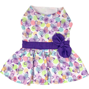 Purple Butterfly Dog Harness Dress with Matching Leash - Posh Puppy Boutique