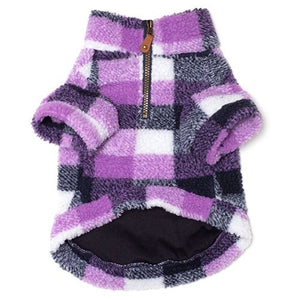 Purple/Navy Sherpa 1/4 Zip Pullover - Posh Puppy Boutique