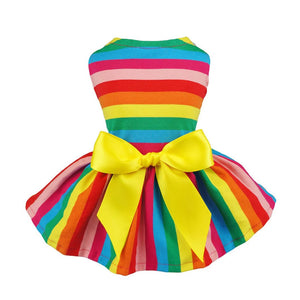 Rainbow Dress with Bow - Posh Puppy Boutique