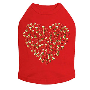 Red & Gold Nailhead Hearts Dog Tank in Many Colors - Posh Puppy Boutique