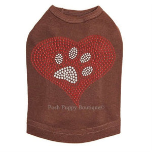 Red Heart with Paw 2 Rhinestones Tanks - Many Colors - Posh Puppy Boutique