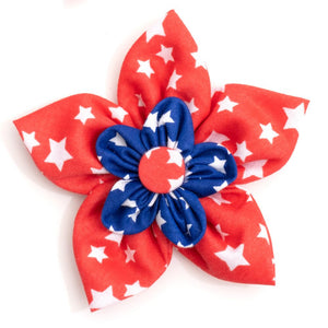 Red/Navy Stars Flower Collar Slider - Posh Puppy Boutique