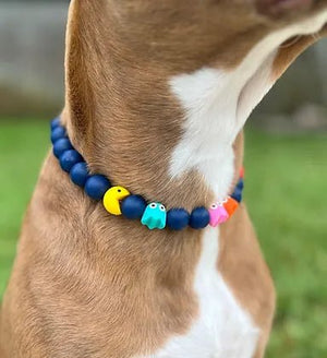 Retro Video Game Collar in Navy - Posh Puppy Boutique