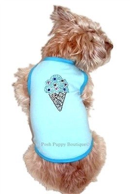 Rhinestone Blue Birthday Ice Cream Tank