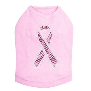 Ribbon Pink with Clear Rhinestone Tanks - Many Colors - Posh Puppy Boutique