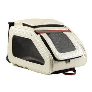 RIO Ivory Quilted with Stripe Rolling Carrier 3 in 1 Carrier - Posh Puppy Boutique