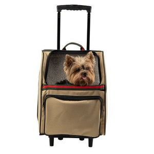 RIO Khaki with Stripe Rolling Carrier 3 in 1 Carrier - Posh Puppy Boutique