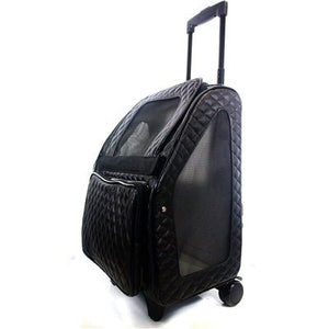 RIO Rolling Dog Carrier - Quilted Luxe Black - Posh Puppy Boutique