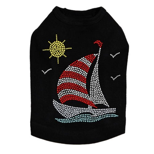 Sailboat - Rhinestone & Nailhead Dog Tank - Many Colors