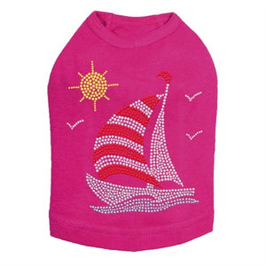 Sailboat - Rhinestone & Nailhead Dog Tank - Many Colors - Posh Puppy Boutique