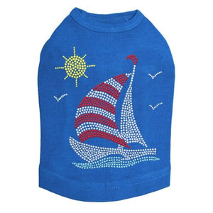 Sailboat - Rhinestone & Nailhead Dog Tank - Many Colors - Posh Puppy Boutique