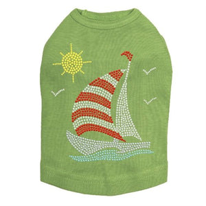 Sailboat - Rhinestone & Nailhead Dog Tank - Many Colors - Posh Puppy Boutique