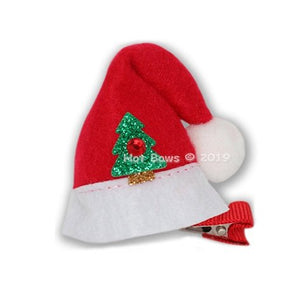 Santa Hat Hair Bow - Posh Puppy Boutique