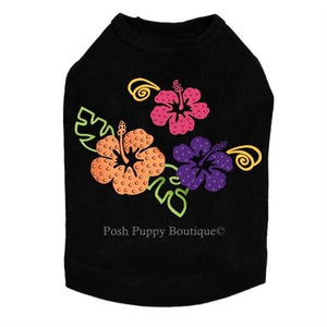 Satin Hibiscus Rhinestuds Tanks - Many Colors - Posh Puppy Boutique