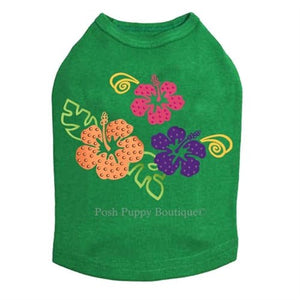 Satin Hibiscus Rhinestuds Tanks - Many Colors - Posh Puppy Boutique